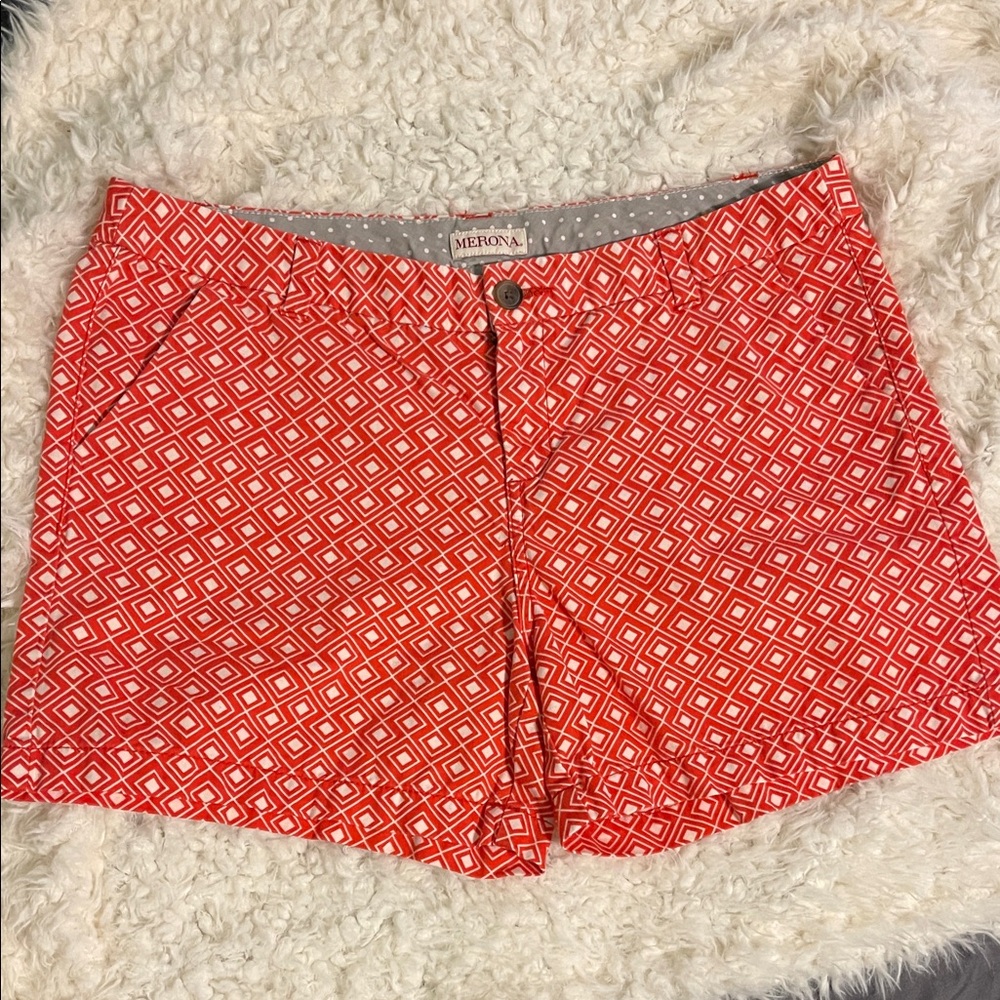 Merona Coral Diamond Print Women's Shorts ladies 12
